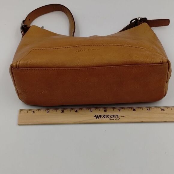 Wilsons Pelle Studio Italian Leather Handbag Satchel Caramel Camel color - Picture 9 of 14